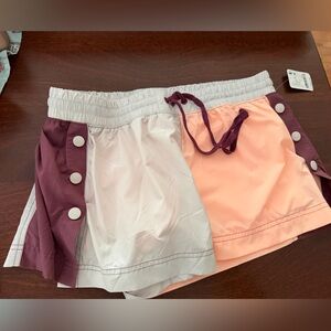 FreePeople NWT Women's Athletic Shorts - Burgundy, Peach, and White